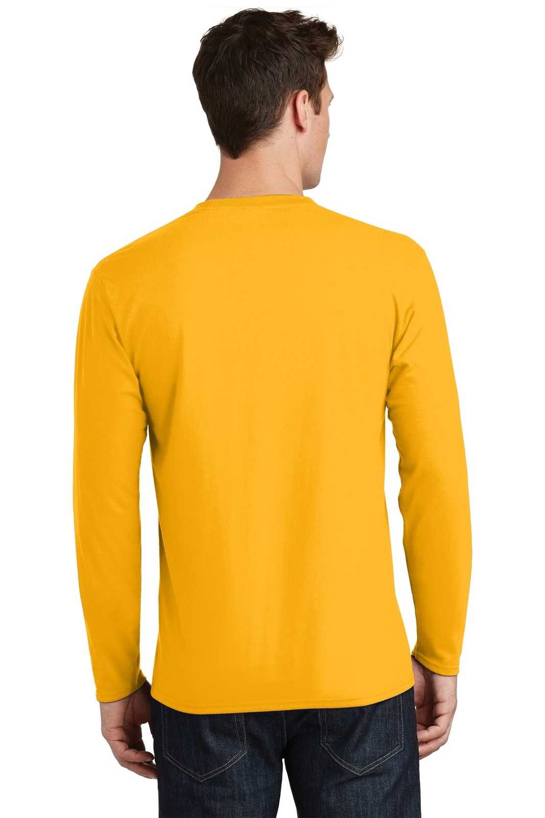 Port &amp; Company PC450LS Long Sleeve Fan Favorite Tee - Bright Gold - HIT a Double - 2