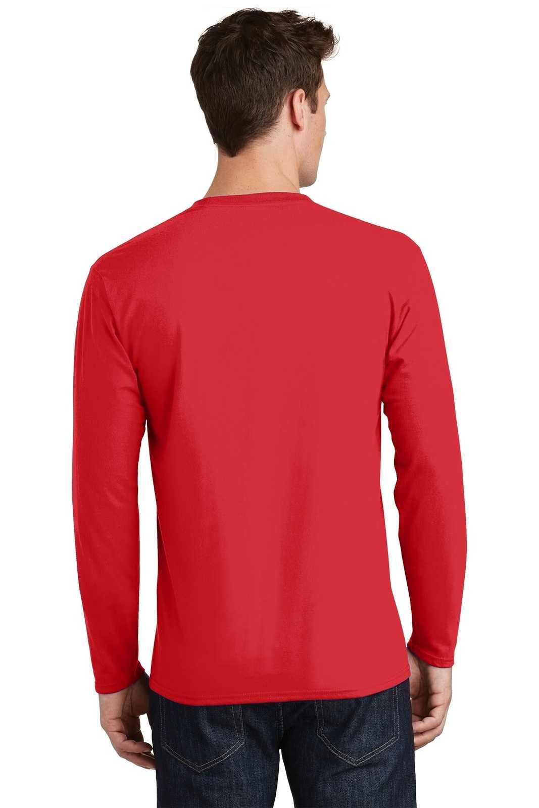 Port &amp; Company PC450LS Long Sleeve Fan Favorite Tee - Bright Red - HIT a Double - 2