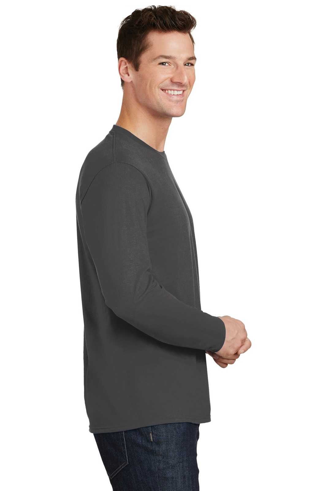 Port &amp; Company PC450LS Long Sleeve Fan Favorite Tee - Charcoal - HIT a Double - 3