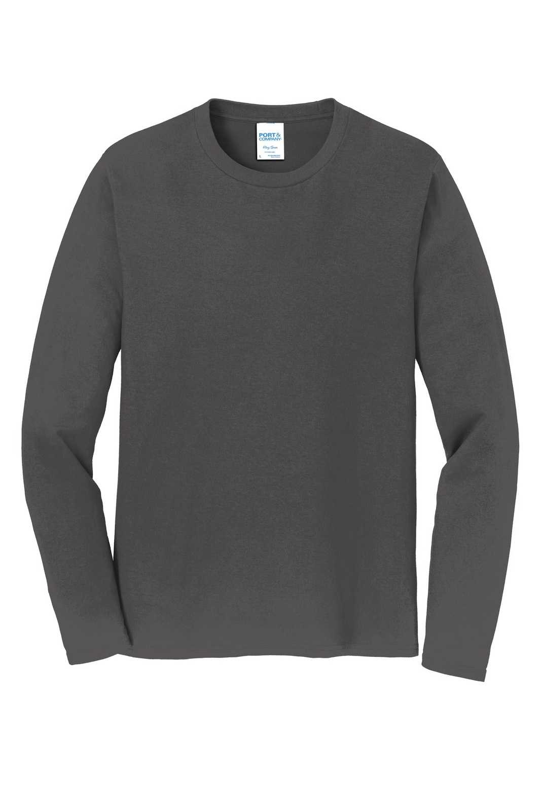 Port &amp; Company PC450LS Long Sleeve Fan Favorite Tee - Charcoal - HIT a Double - 5