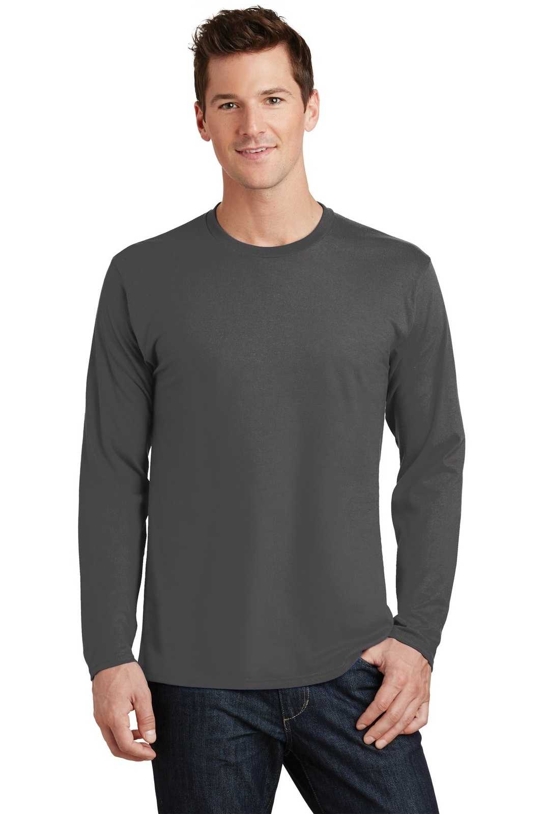 Port &amp; Company PC450LS Long Sleeve Fan Favorite Tee - Charcoal - HIT a Double - 1