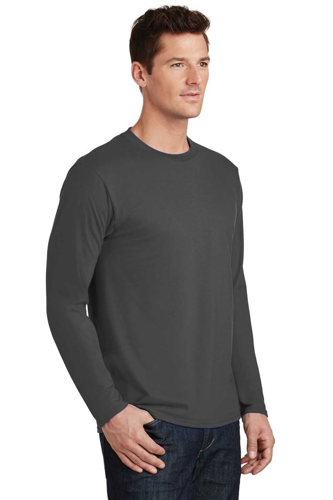 Port &amp; Company PC450LS Long Sleeve Fan Favorite Tee - Charcoal - HIT a Double - 4