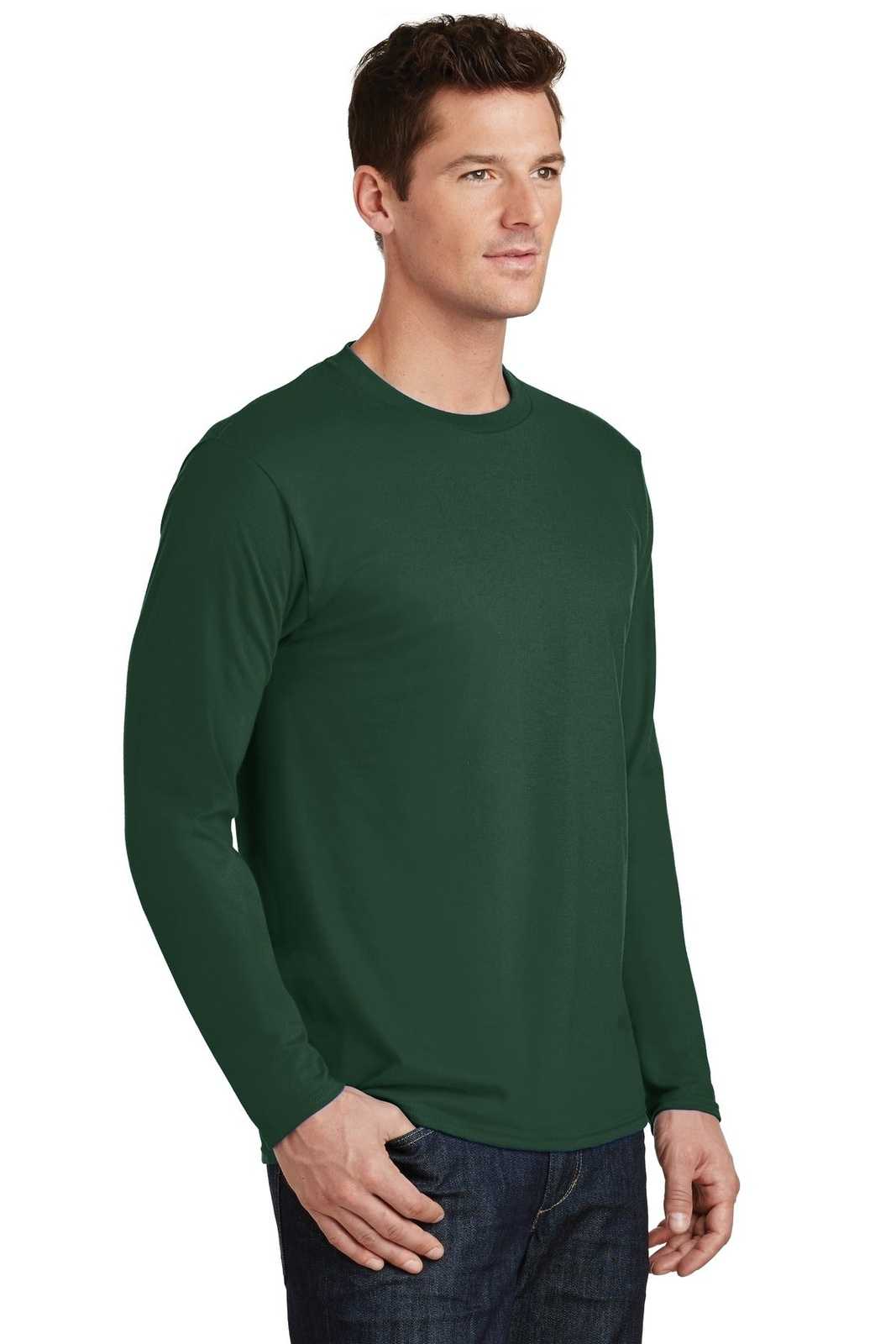 Port &amp; Company PC450LS Long Sleeve Fan Favorite Tee - Forest Green - HIT a Double - 4