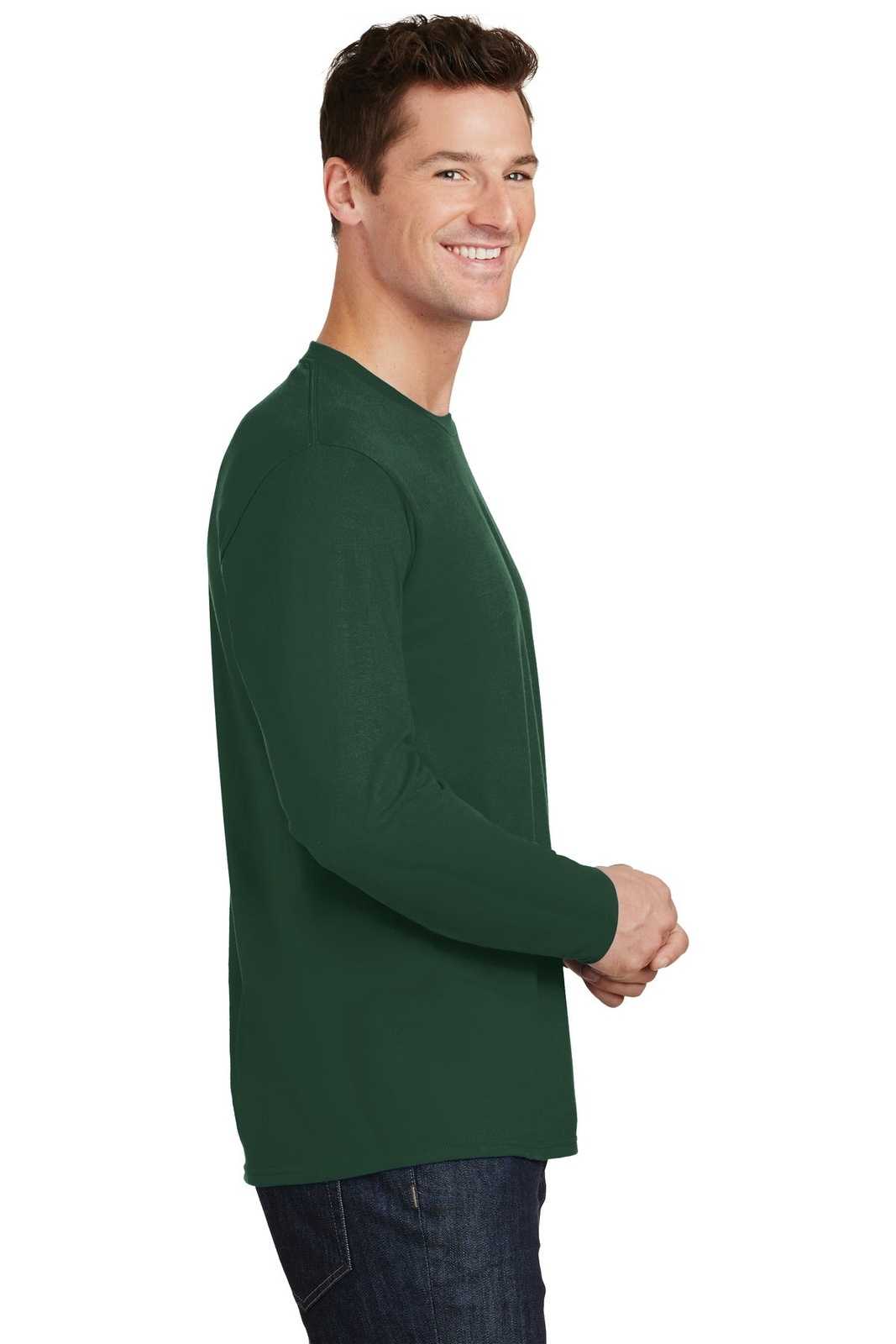 Port &amp; Company PC450LS Long Sleeve Fan Favorite Tee - Forest Green - HIT a Double - 3