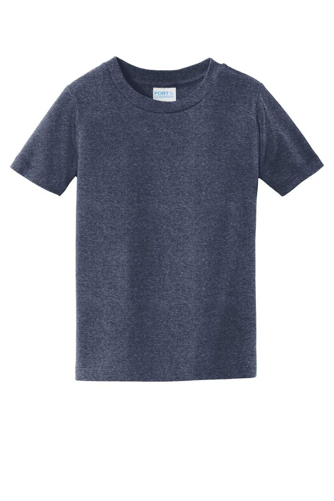 Port &amp; Company PC450TD Toddler Fan Favorite Tee - Heather Navy - HIT a Double - 2