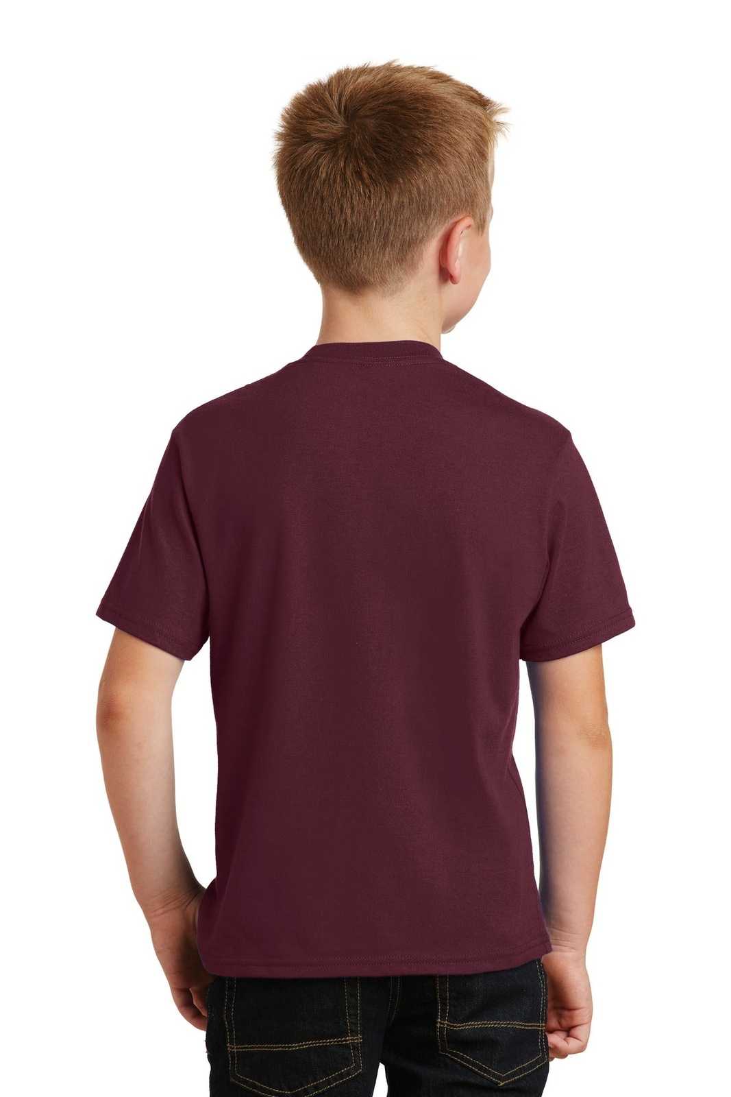 Port &amp; Company PC450Y Youth Fan Favorite Tee - Athletic Maroon - HIT a Double - 2