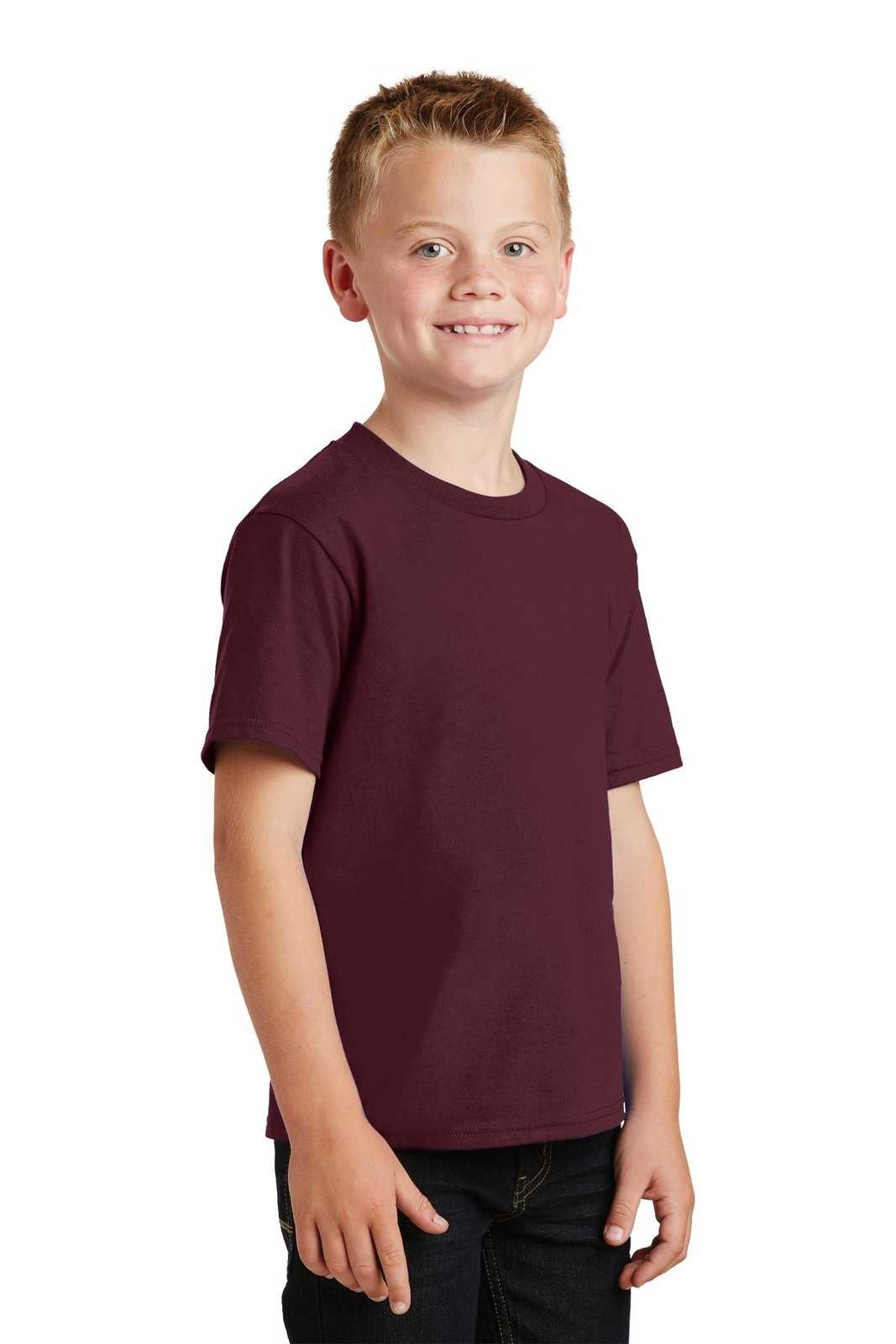 Port &amp; Company PC450Y Youth Fan Favorite Tee - Athletic Maroon - HIT a Double - 4