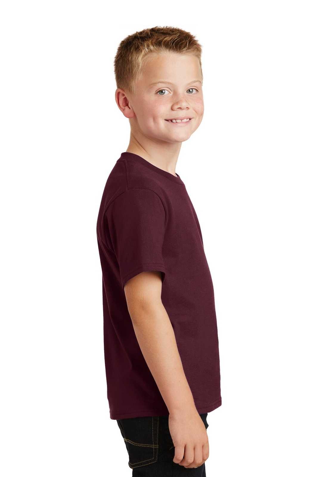 Port &amp; Company PC450Y Youth Fan Favorite Tee - Athletic Maroon - HIT a Double - 3