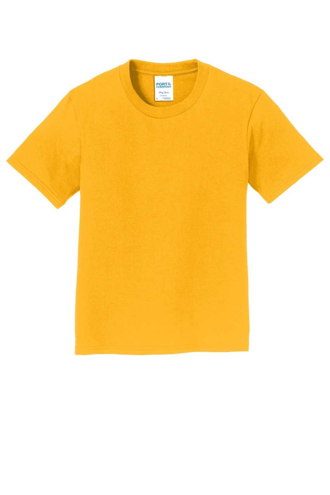 Port &amp; Company PC450Y Youth Fan Favorite Tee - Bright Gold - HIT a Double - 5