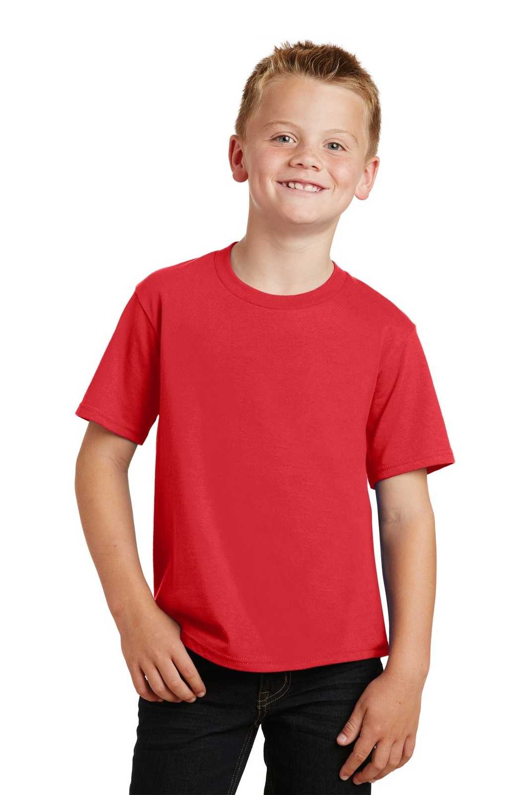 Port & Company PC450Y Youth Fan Favorite Tee - Bright Red - HIT a Double - 1