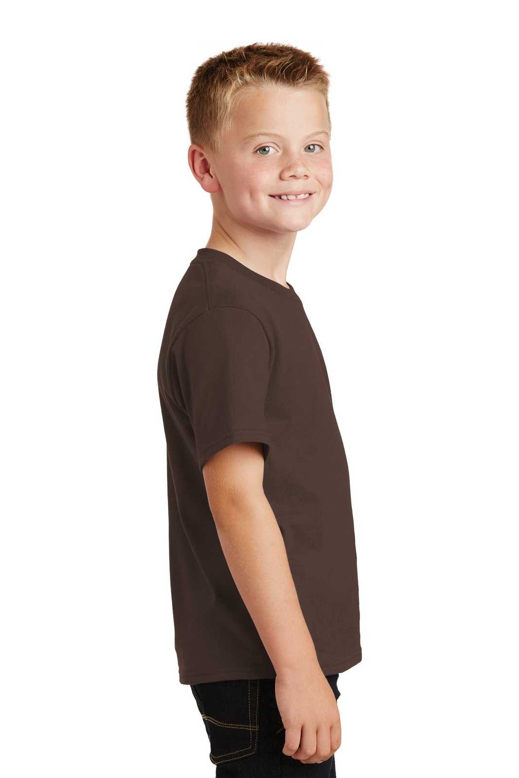 Port &amp; Company PC450Y Youth Fan Favorite Tee - Dark Chocolate Brown - HIT a Double - 3