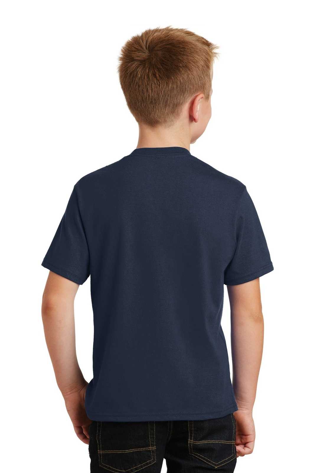 Port &amp; Company PC450Y Youth Fan Favorite Tee - Deep Navy - HIT a Double - 2