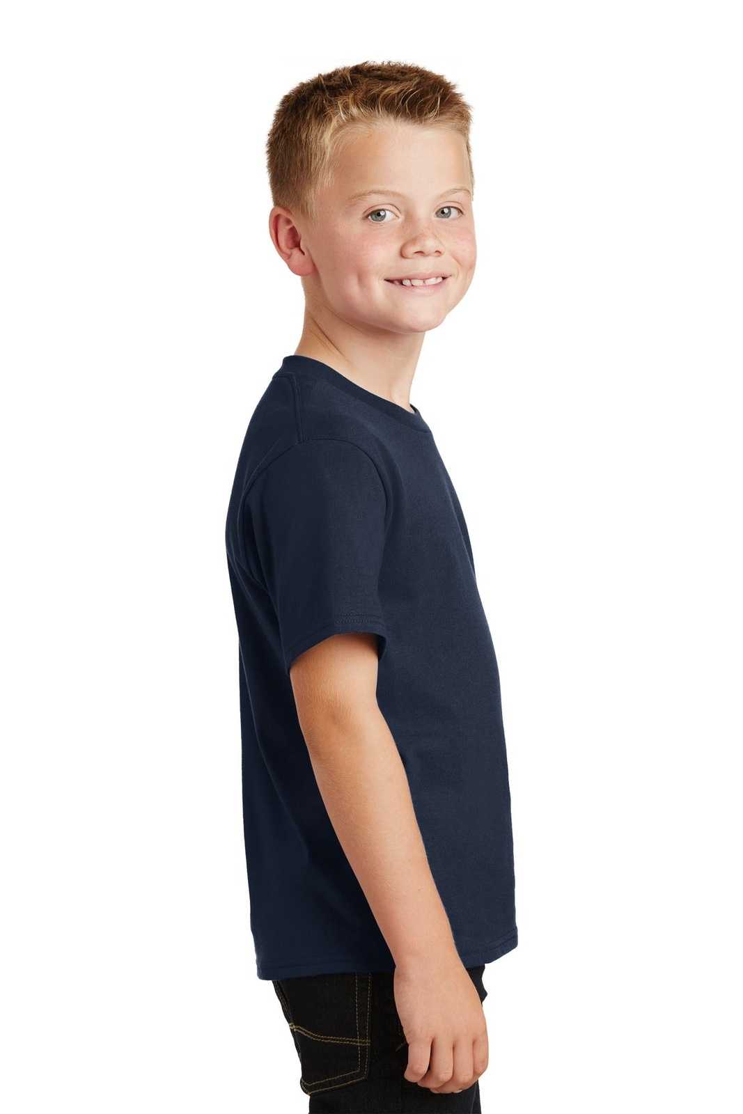 Port &amp; Company PC450Y Youth Fan Favorite Tee - Deep Navy - HIT a Double - 3