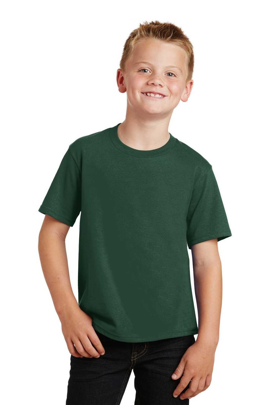 Port &amp; Company PC450Y Youth Fan Favorite Tee - Forest Green - HIT a Double - 1