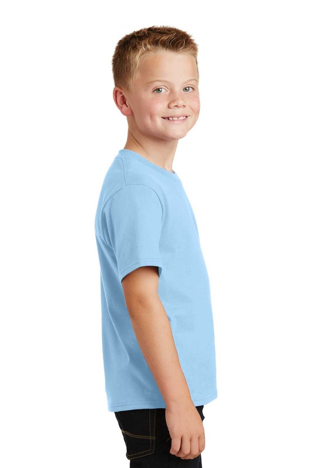Port &amp; Company PC450Y Youth Fan Favorite Tee - Light Blue - HIT a Double - 3