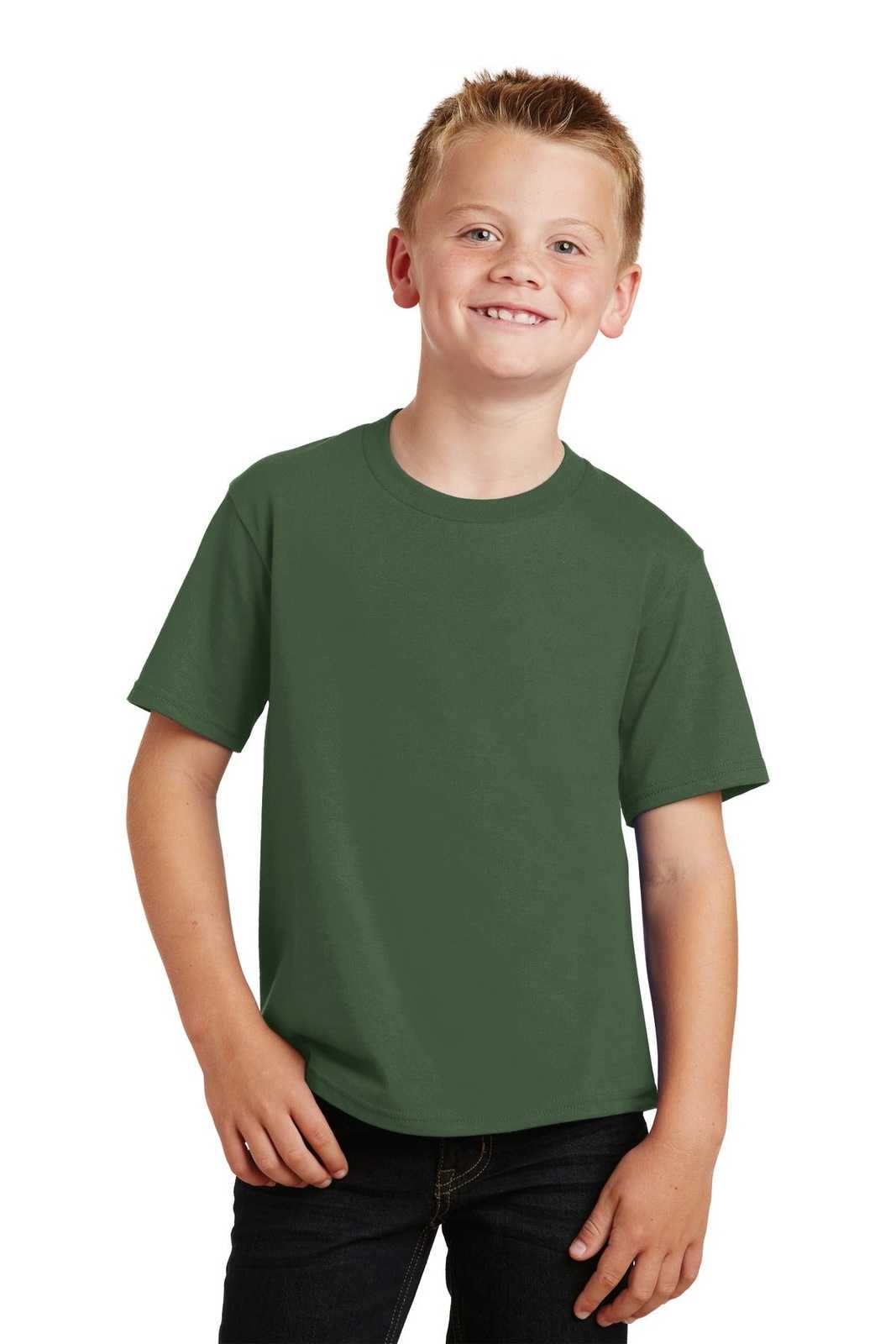 Port &amp; Company PC450Y Youth Fan Favorite Tee - Olive - HIT a Double - 1