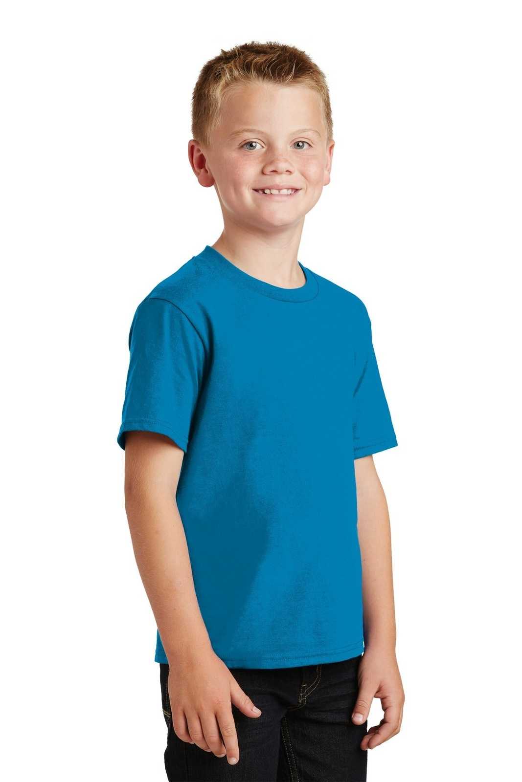 Port &amp; Company PC450Y Youth Fan Favorite Tee - Sapphire - HIT a Double - 4