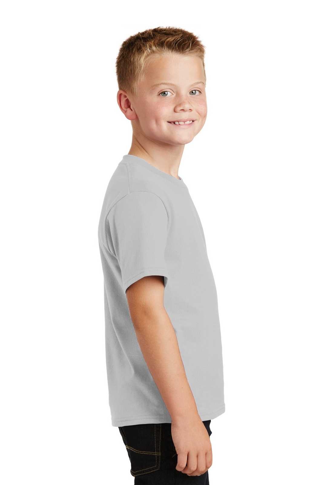 Port &amp; Company PC450Y Youth Fan Favorite Tee - Silver - HIT a Double - 3