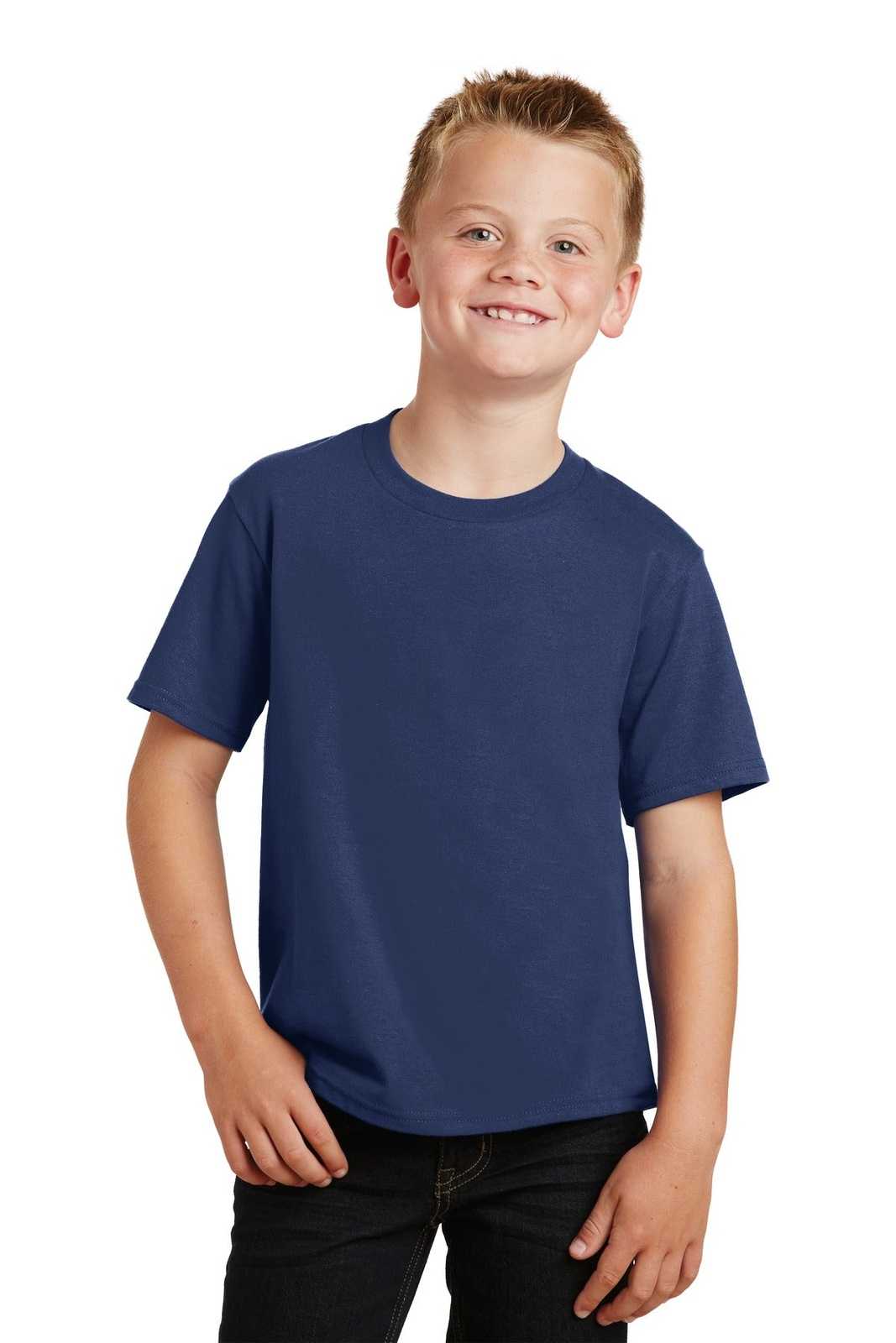 Port &amp; Company PC450Y Youth Fan Favorite Tee - Team Navy - HIT a Double - 1