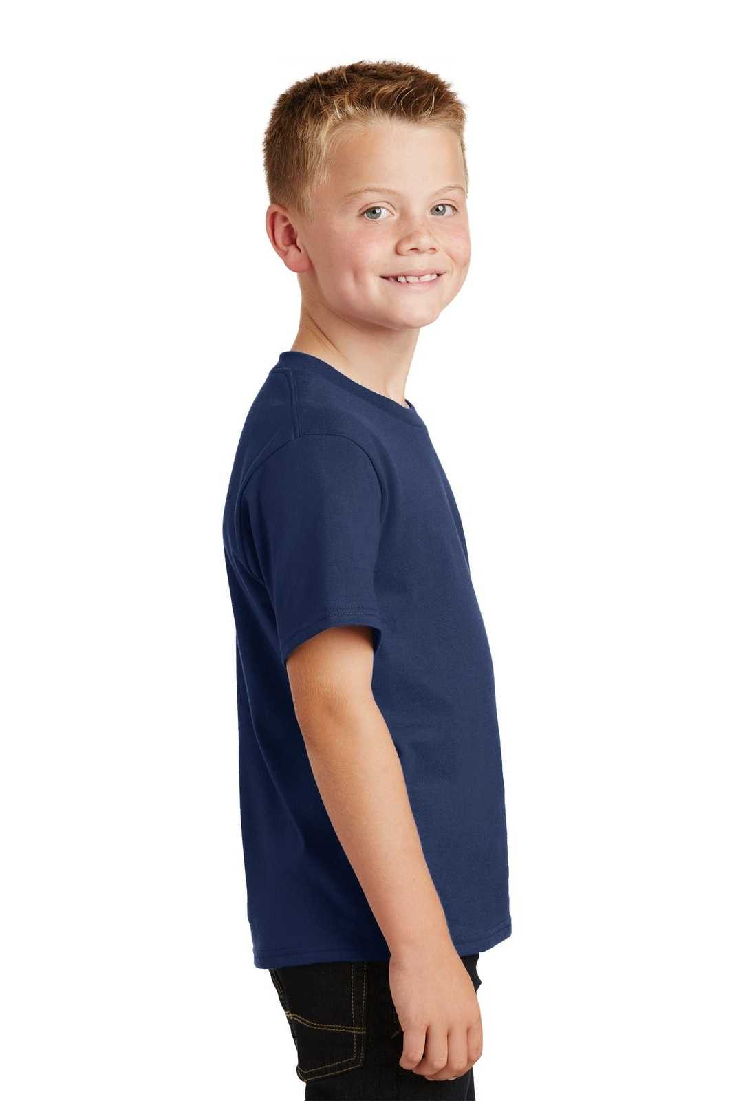 Port &amp; Company PC450Y Youth Fan Favorite Tee - Team Navy - HIT a Double - 3