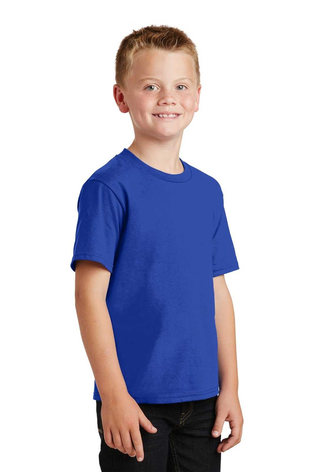 Port &amp; Company PC450Y Youth Fan Favorite Tee - True Royal - HIT a Double - 4