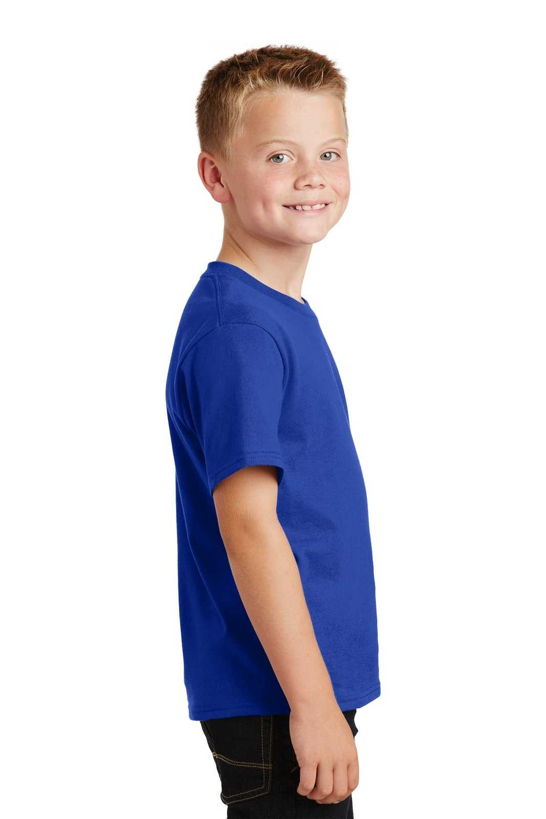 Port &amp; Company PC450Y Youth Fan Favorite Tee - True Royal - HIT a Double - 3