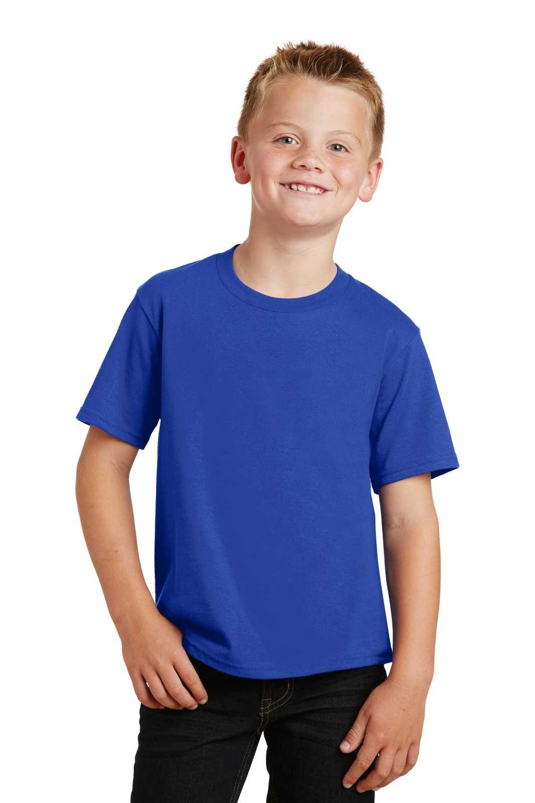 Port &amp; Company PC450Y Youth Fan Favorite Tee - True Royal - HIT a Double - 1