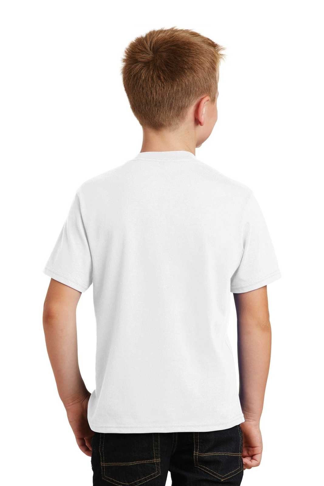 Port &amp; Company PC450Y Youth Fan Favorite Tee - White - HIT a Double - 2