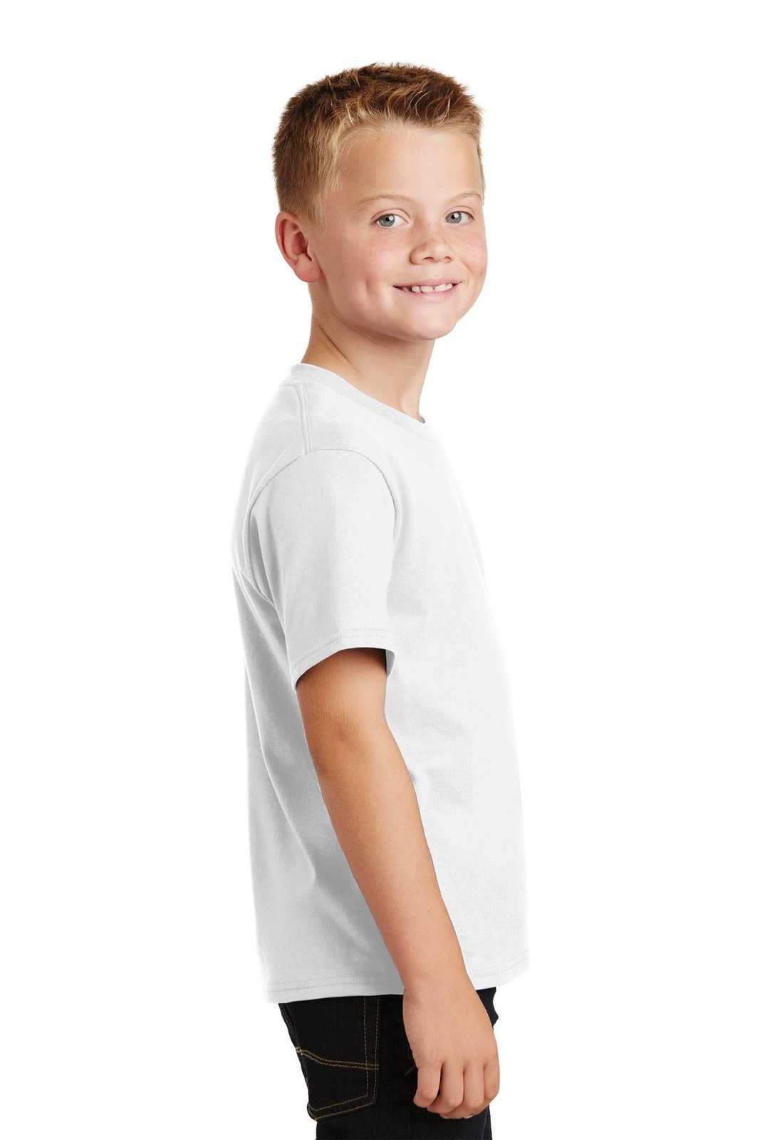 Port &amp; Company PC450Y Youth Fan Favorite Tee - White - HIT a Double - 3
