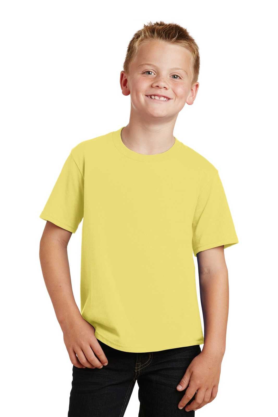 Port &amp; Company PC450Y Youth Fan Favorite Tee - Yellow - HIT a Double - 1