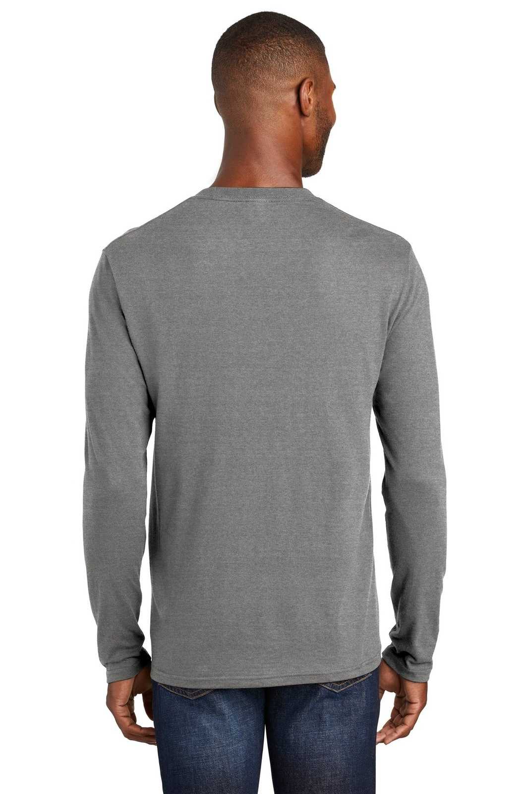 Port &amp; Company PC455LS Long Sleeve Fan Favorite Blend Tee - Graphite Heather - HIT a Double - 2