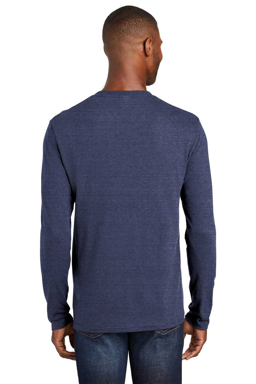 Port &amp; Company PC455LS Long Sleeve Fan Favorite Blend Tee - Team Navy Heather - HIT a Double - 2