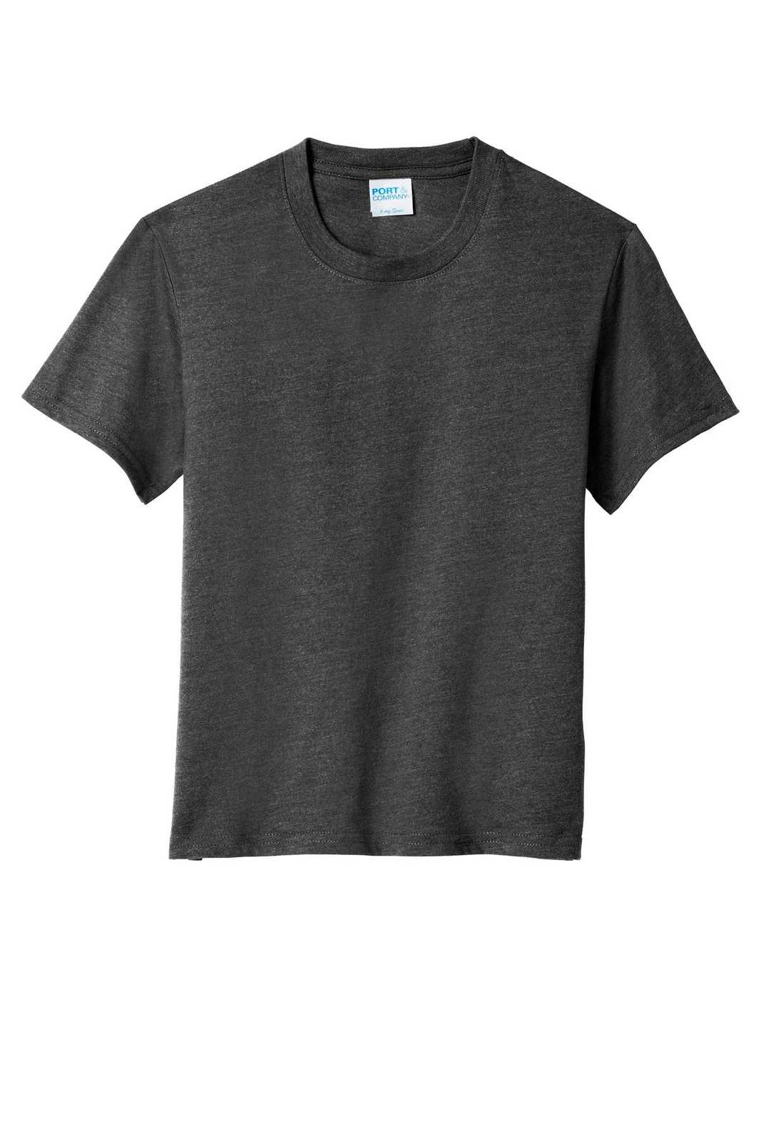 Port &amp; Company PC455Y Youth Fan Favorite Blend Tee - Black Heather - HIT a Double - 5