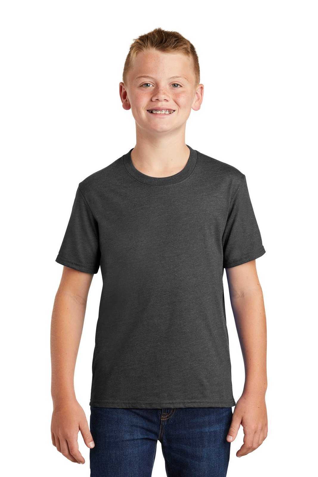 Port &amp; Company PC455Y Youth Fan Favorite Blend Tee - Black Heather - HIT a Double - 1