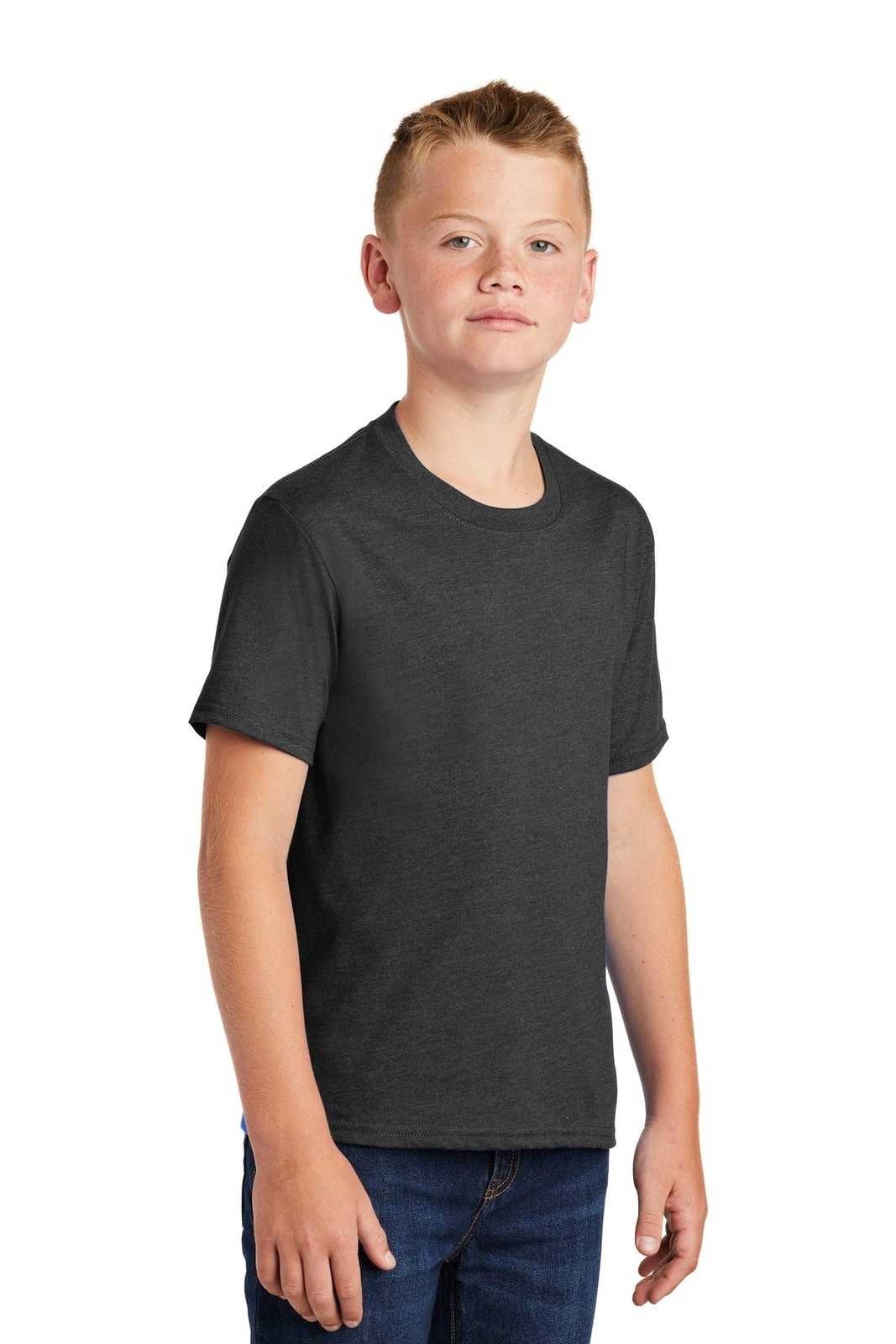 Port &amp; Company PC455Y Youth Fan Favorite Blend Tee - Black Heather - HIT a Double - 4