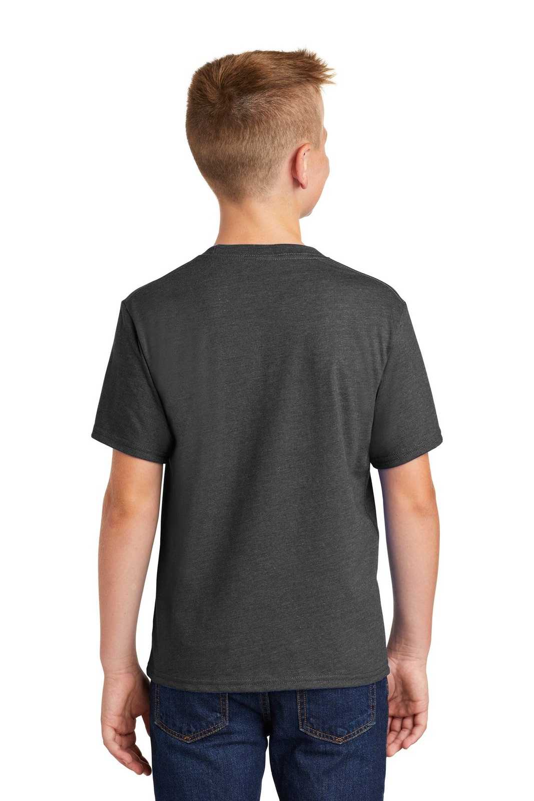 Port &amp; Company PC455Y Youth Fan Favorite Blend Tee - Black Heather - HIT a Double - 2