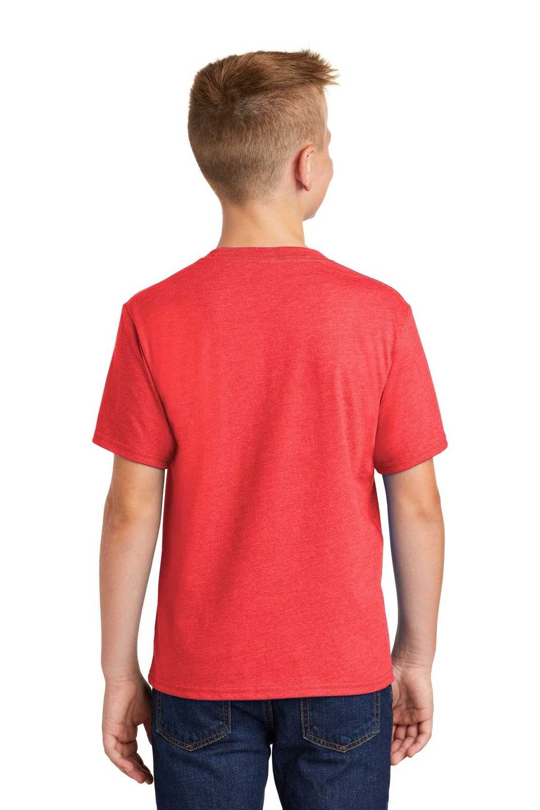 Port &amp; Company PC455Y Youth Fan Favorite Blend Tee - Bright Red Heather - HIT a Double - 2