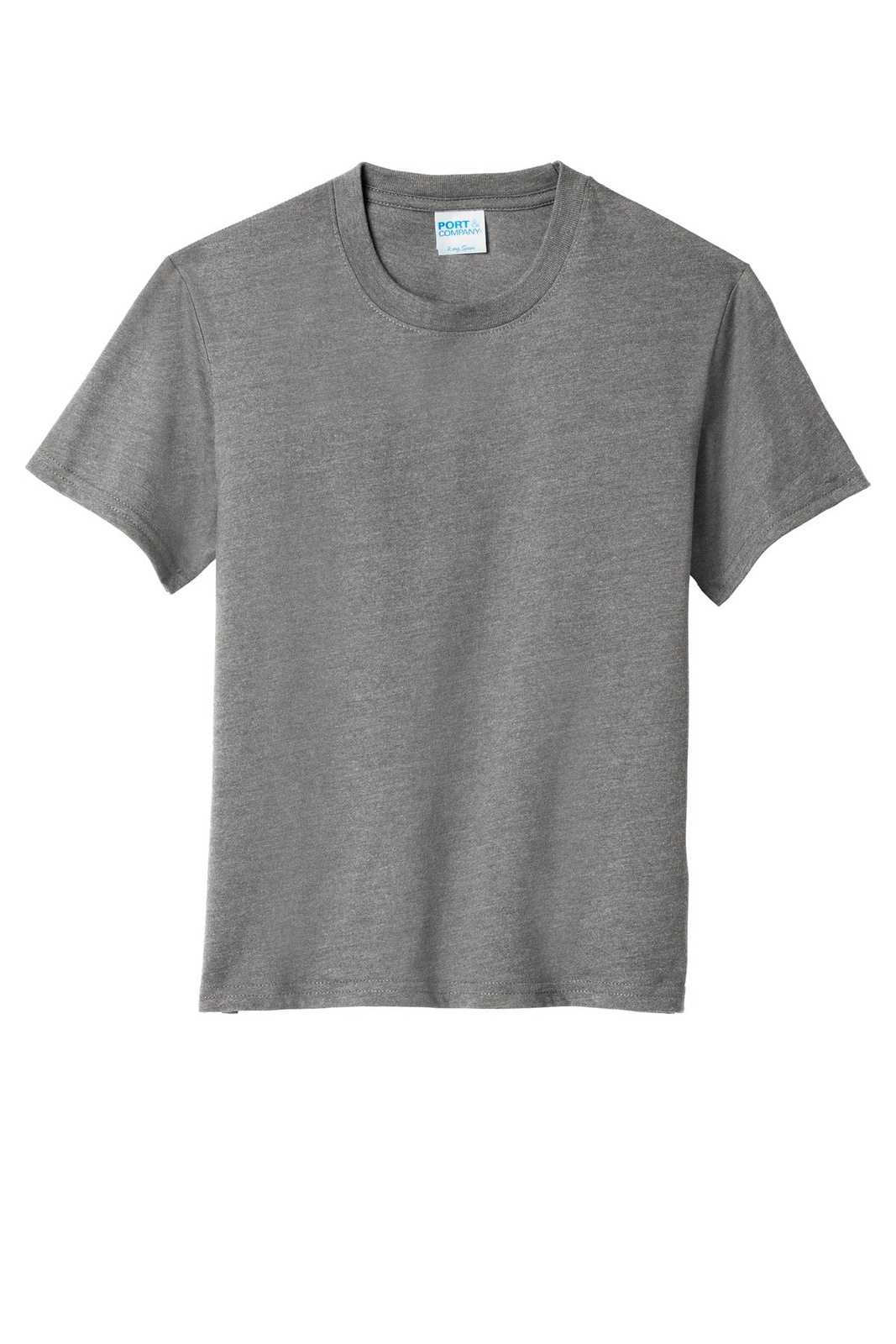 Port &amp; Company PC455Y Youth Fan Favorite Blend Tee - Graphite Heather - HIT a Double - 5