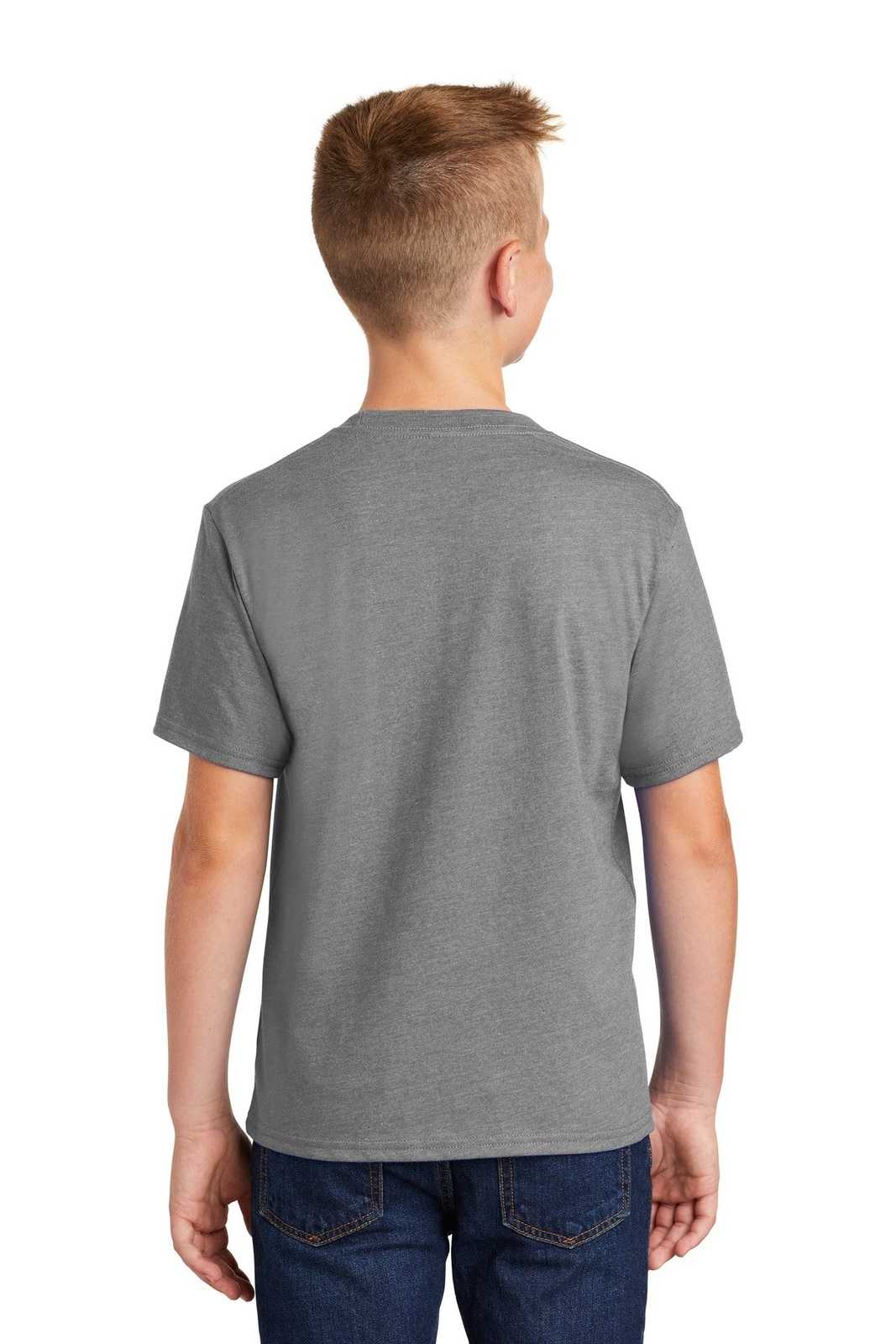 Port &amp; Company PC455Y Youth Fan Favorite Blend Tee - Graphite Heather - HIT a Double - 2