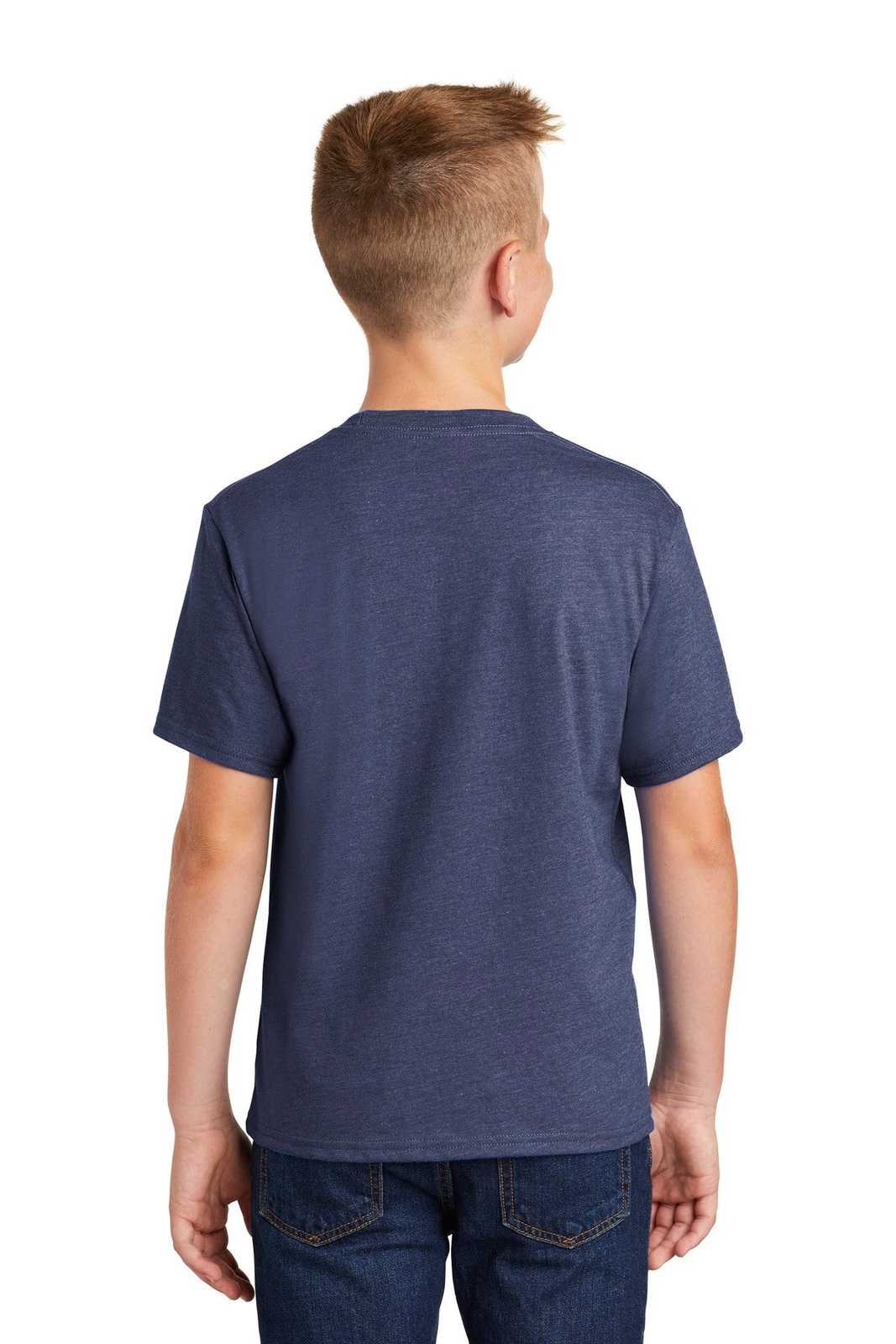 Port &amp; Company PC455Y Youth Fan Favorite Blend Tee - Team Navy Heather - HIT a Double - 2