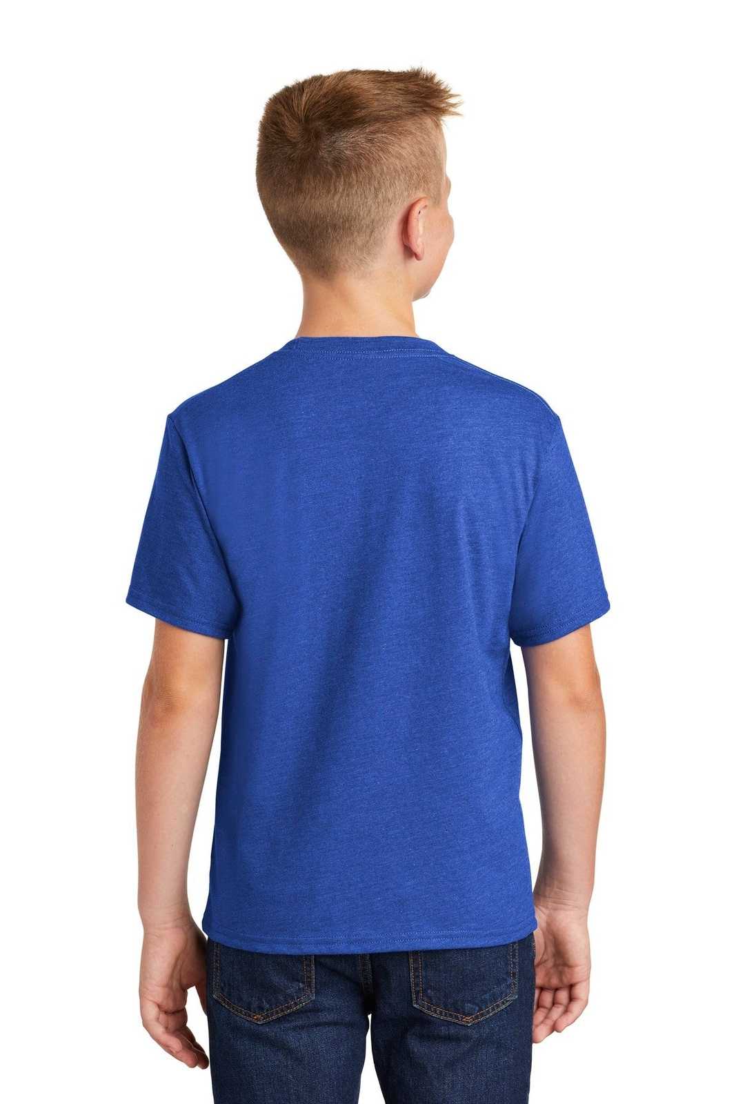 Port &amp; Company PC455Y Youth Fan Favorite Blend Tee - True Royal Heather - HIT a Double - 2