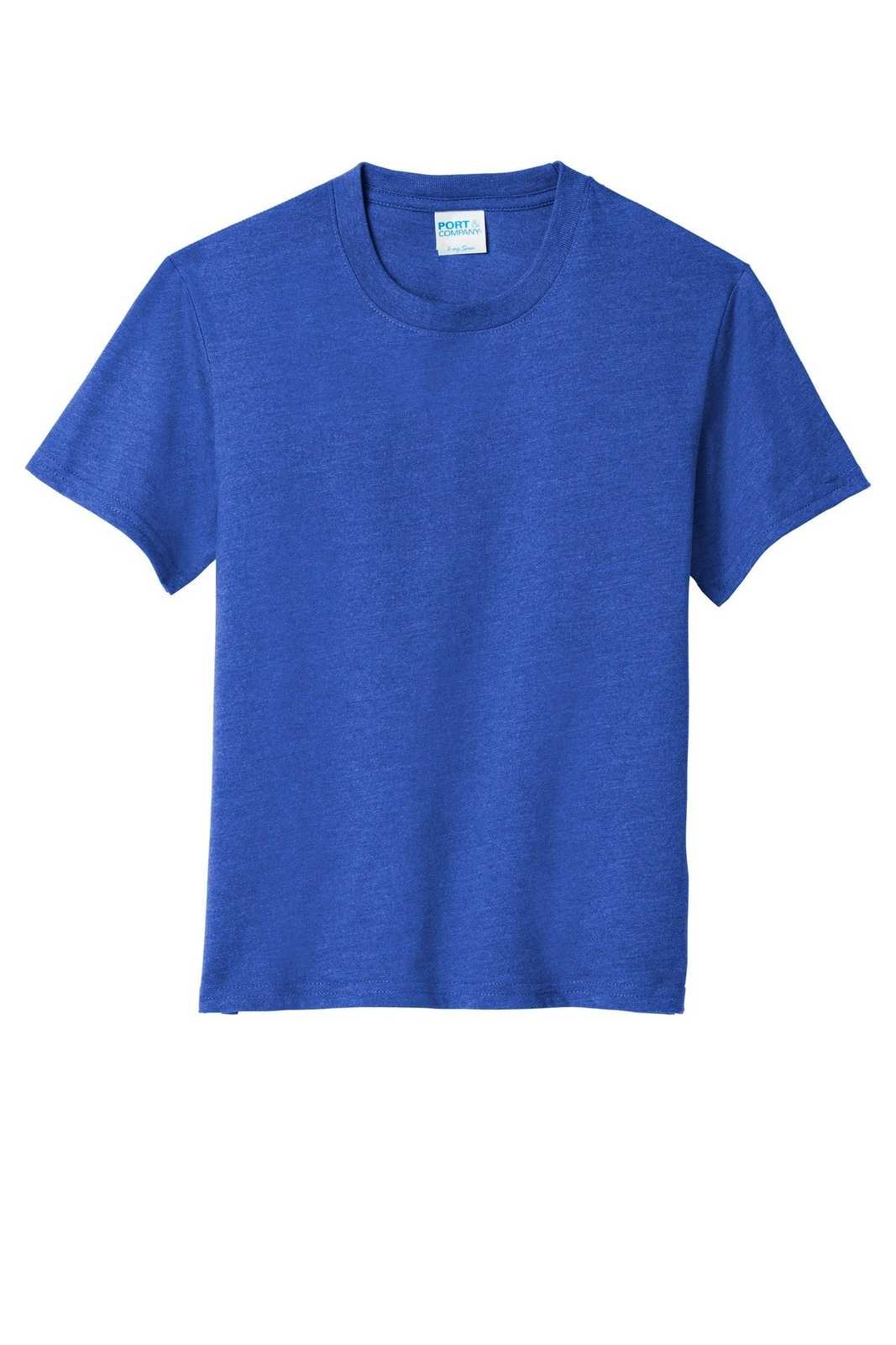 Port &amp; Company PC455Y Youth Fan Favorite Blend Tee - True Royal Heather - HIT a Double - 5