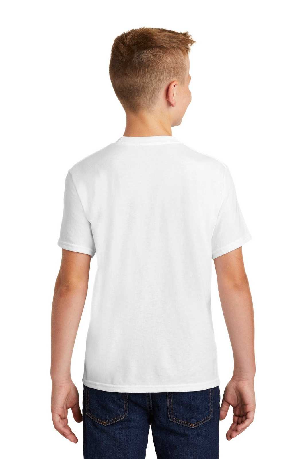 Port &amp; Company PC455Y Youth Fan Favorite Blend Tee - White - HIT a Double - 2