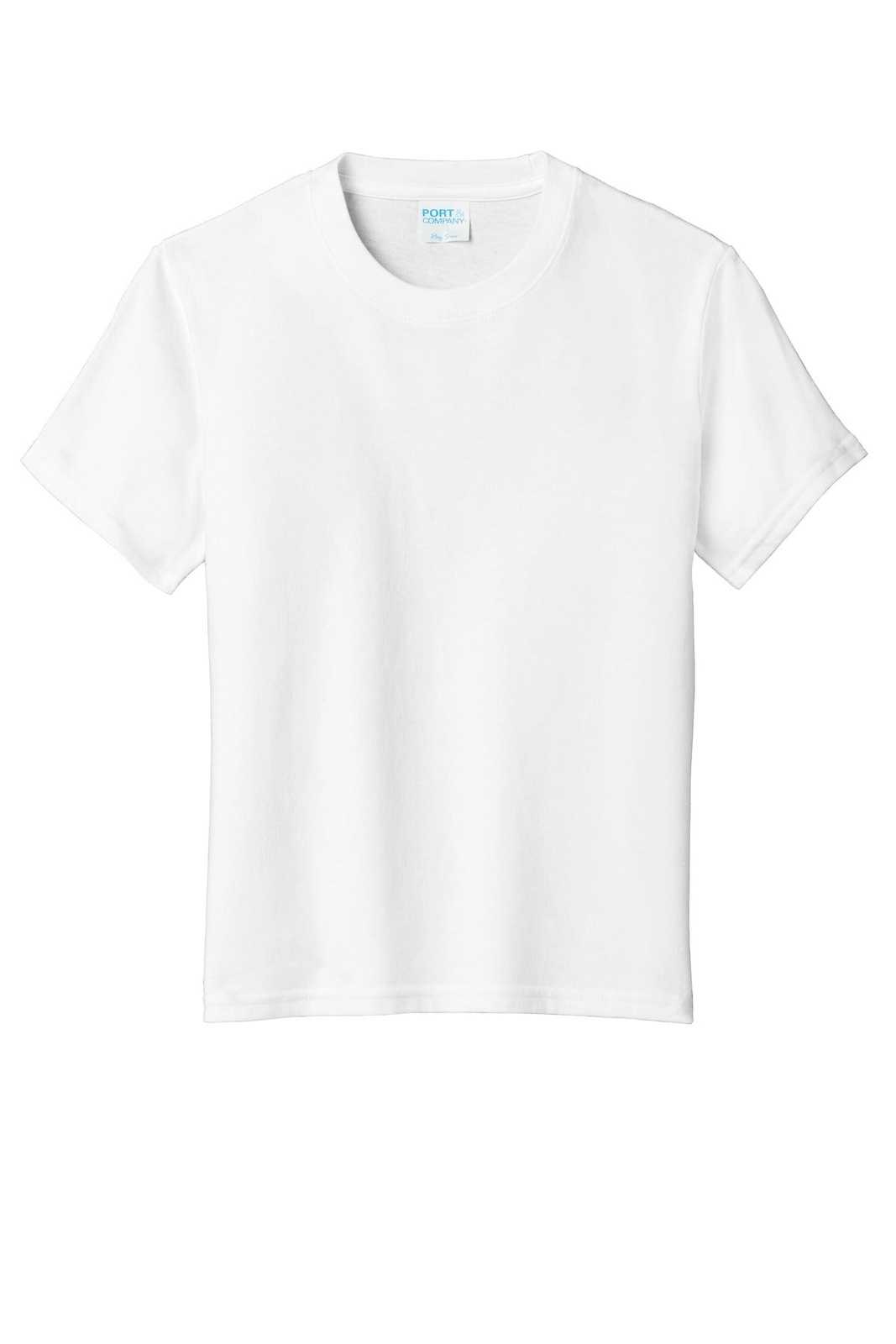 Port &amp; Company PC455Y Youth Fan Favorite Blend Tee - White - HIT a Double - 5