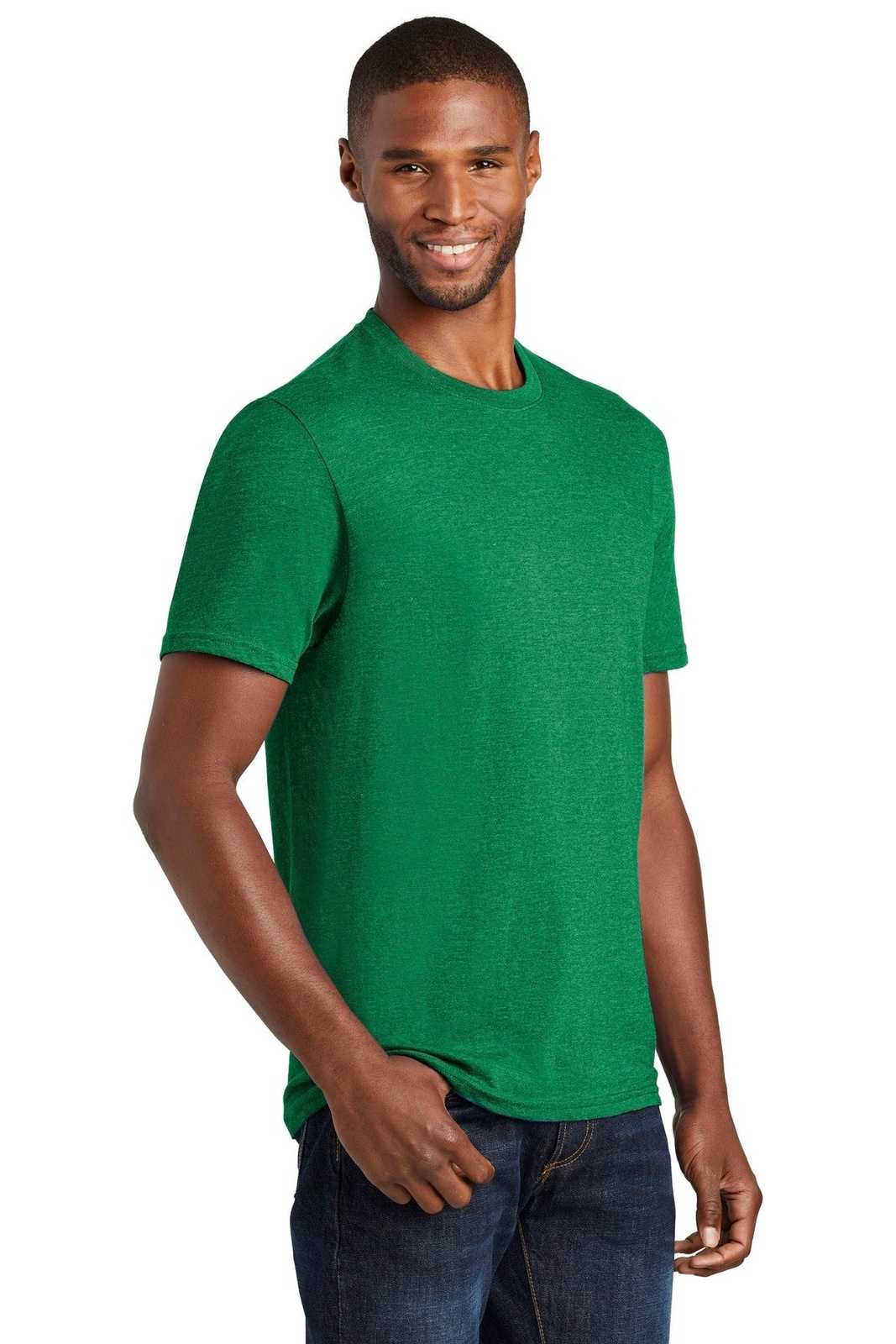 Port &amp; Company PC455 Fan Favorite Blend Tee - Athletic Kelly Green Heather - HIT a Double - 4
