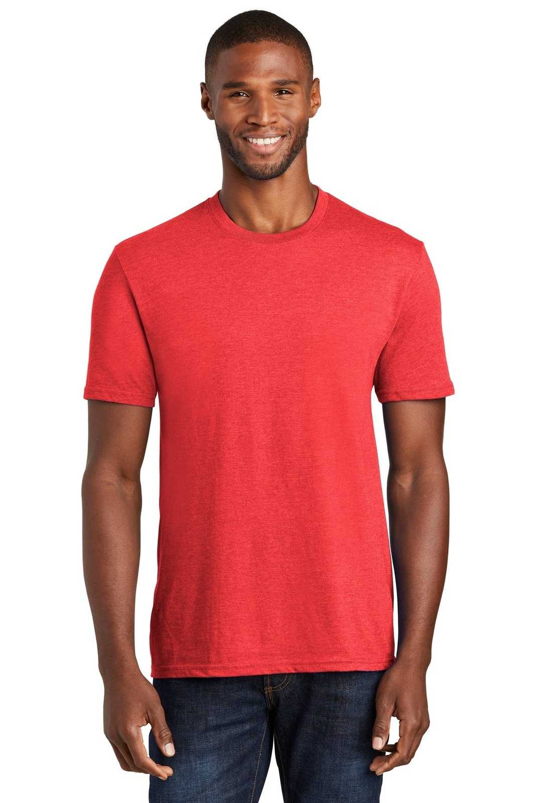 Port &amp; Company PC455 Fan Favorite Blend Tee - Bright Red Heather - HIT a Double - 1