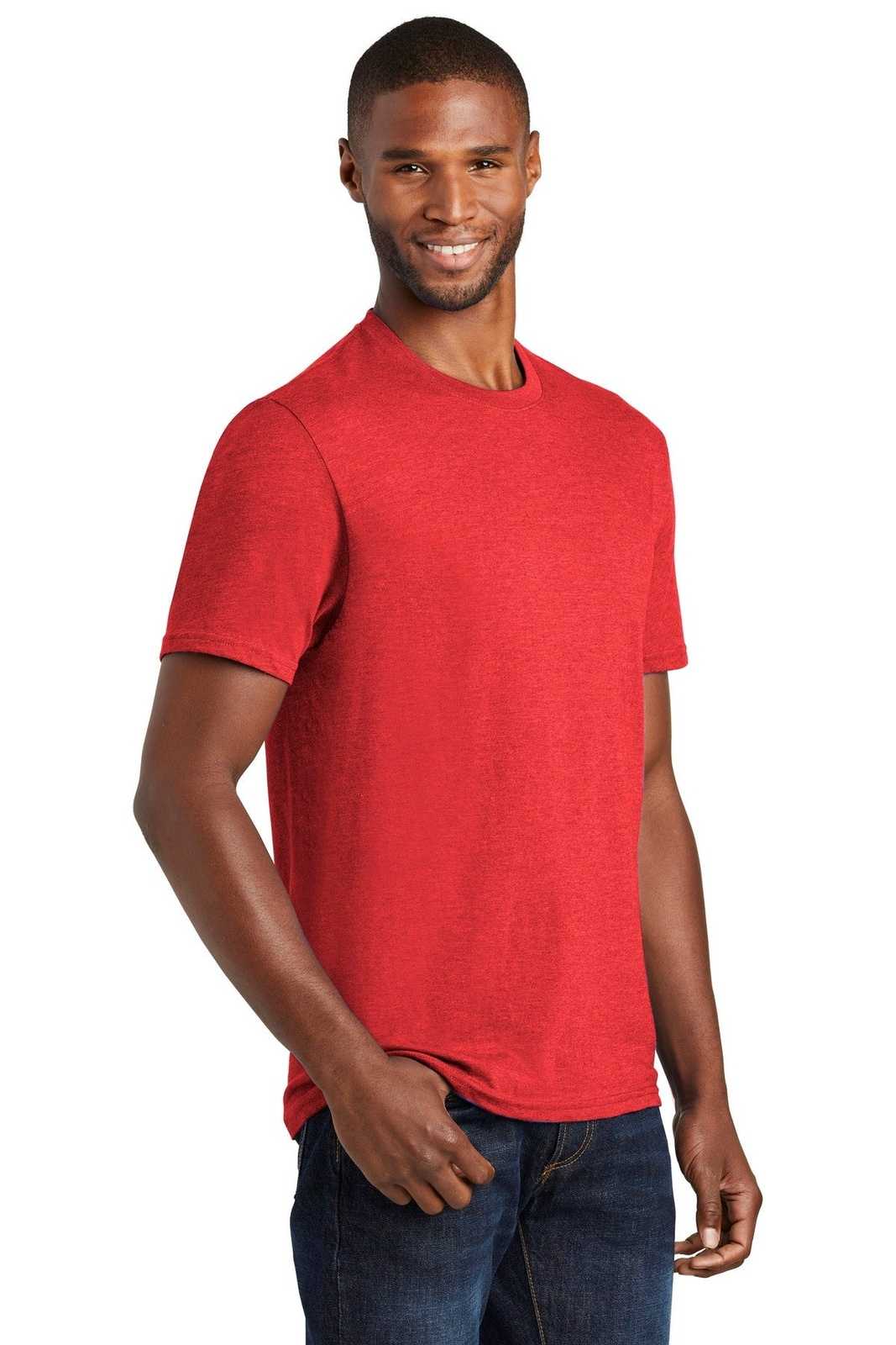 Port &amp; Company PC455 Fan Favorite Blend Tee - Bright Red Heather - HIT a Double - 4