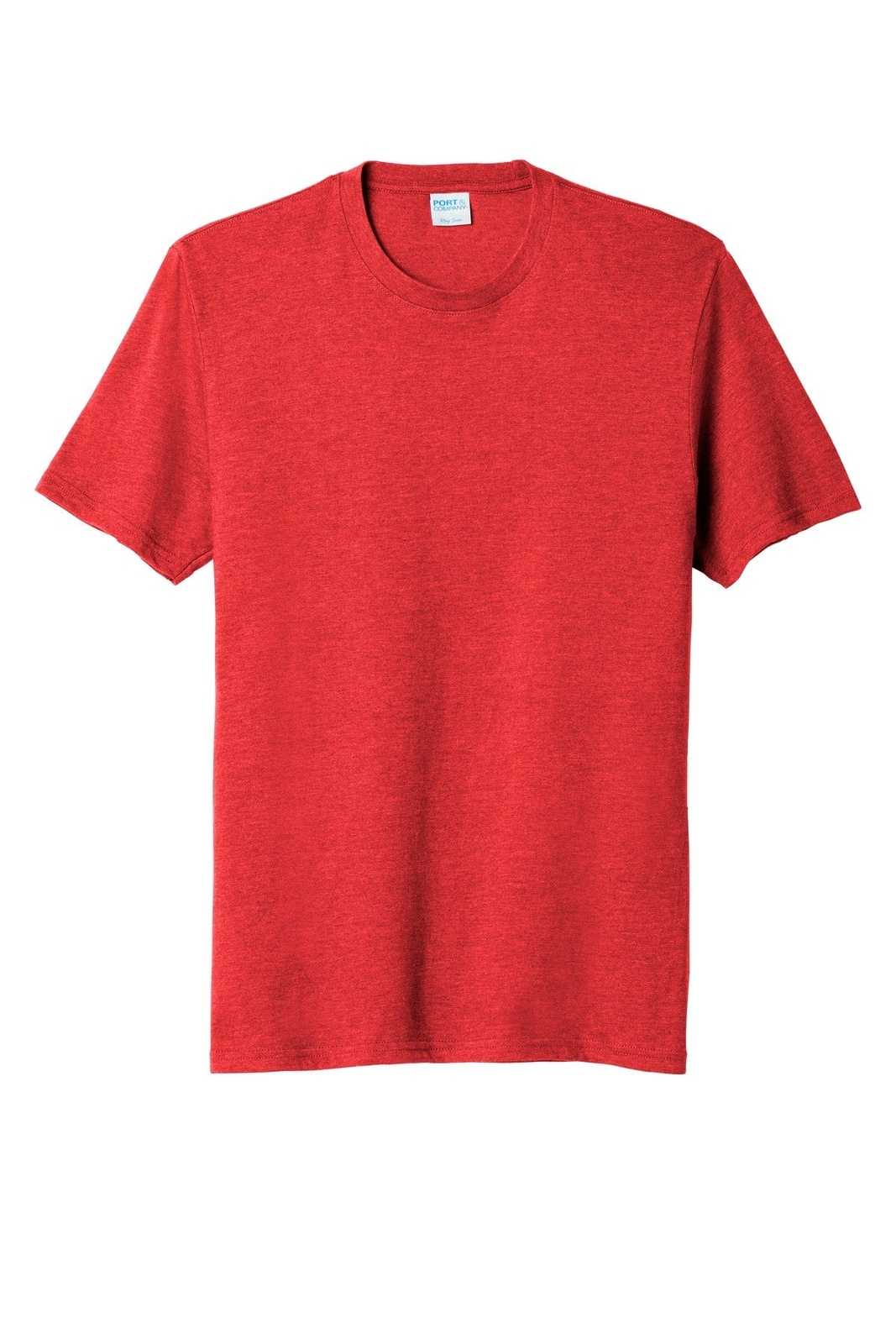 Port &amp; Company PC455 Fan Favorite Blend Tee - Bright Red Heather - HIT a Double - 5