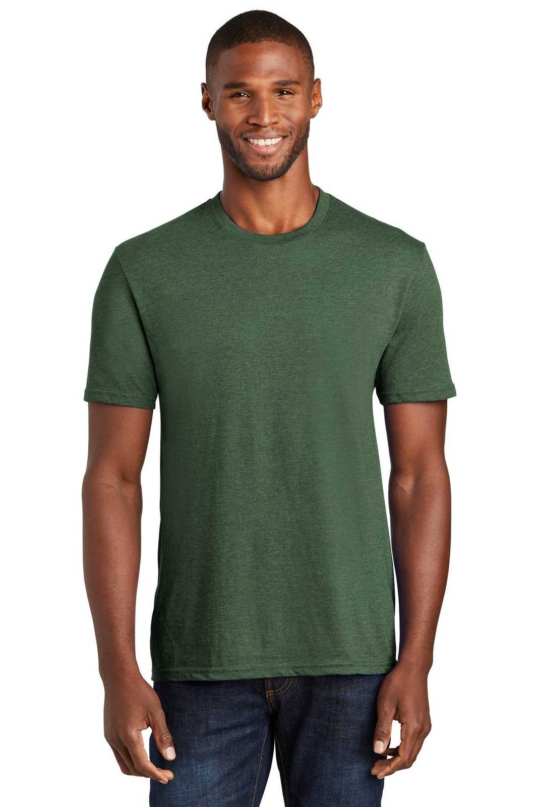 Port &amp; Company PC455 Fan Favorite Blend Tee - Forest Green Heather - HIT a Double - 1