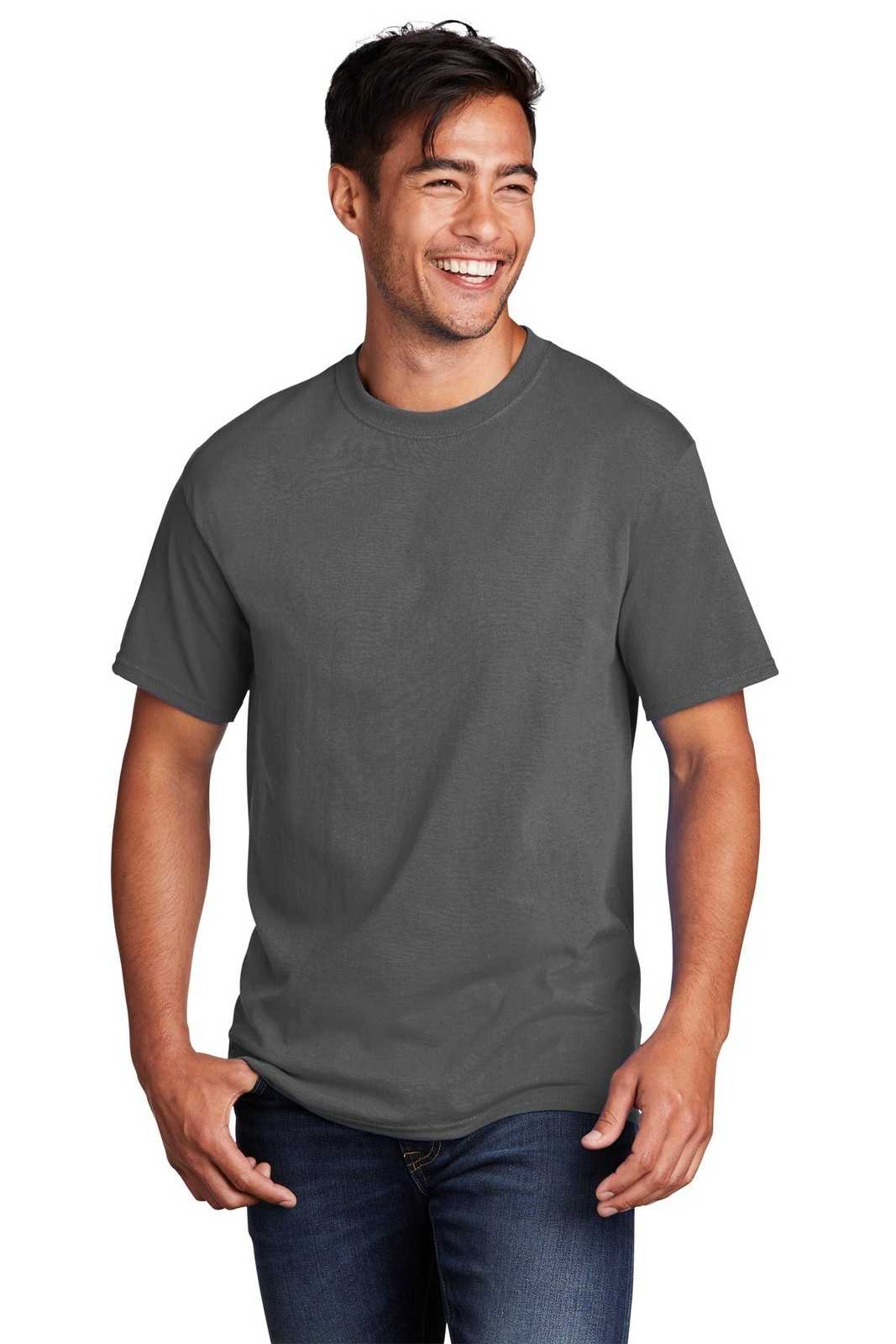 Port &amp; Company PC54DTG Core Cotton DTG Tee - Charcoal - HIT a Double - 1